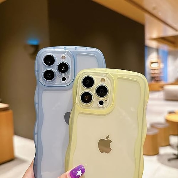 Kompatibel med iPhone 15 Pro Max Etui 2023 6,7\", Søt Kawaii Krøllete Bølge Rammeform Myk Silikon Støtsikker Beskyttende