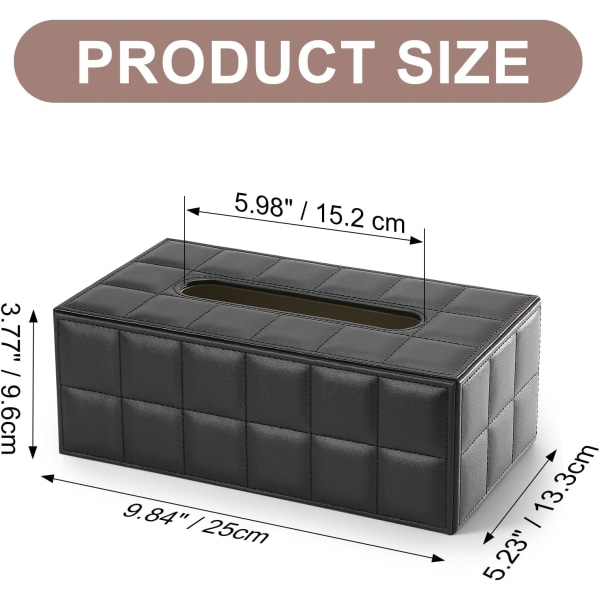 Rektangulär läder servettlåda Black
