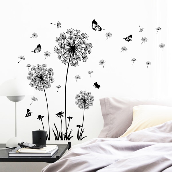 Blue Dream Stickers muraux FLEURS DE PISSENLIT noir (90x30 cm) 1521