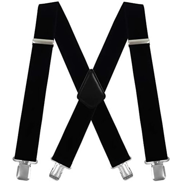 Hängslen för män, X-formade, 2 tum breda, robusta klämmor, justerbara