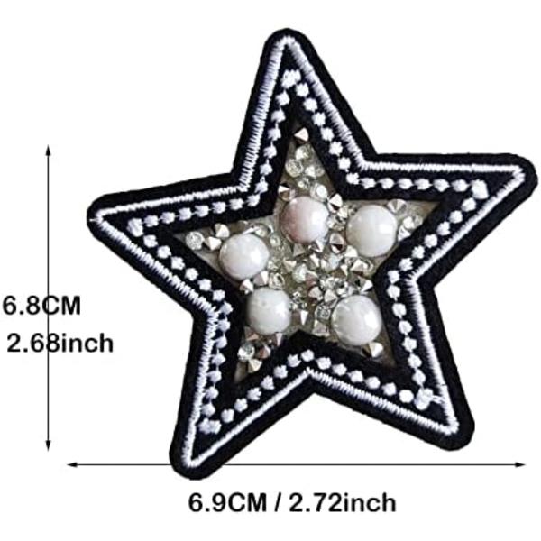 Rhinestone Stjernelapper, 2 stk Glitrende Perlestjerner Stryk-på Lapp, Krystall Emblem DIY Dekorative Tilbehør Applikasjon