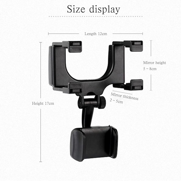 1 stk. Bilstol Telefonholder Bakspejl, Universal Bilstol Mobiltelefonholder, 360 Graders Justerbar Bilstol Telefonholder, Bilstol