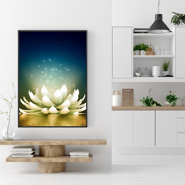 (40x30cm)DIY 5D#6 Diamantmaleri Kit Complet, Lotus Diamant Pe
