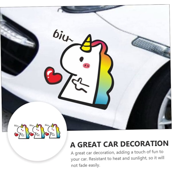 3 stk Unicorn Klistremerker Personlige Bilsticker Autosticker Refleks Bilsticker Bilskrog Bilsticker Refleks Fil