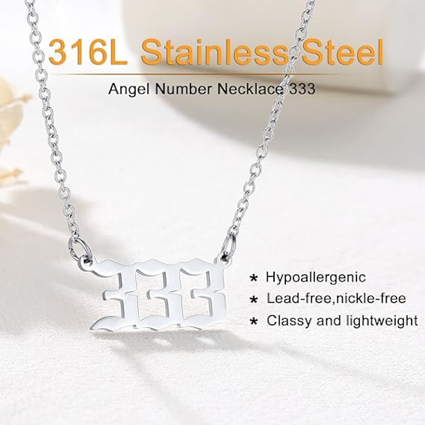 2 Angel Number Choker Halskæde til Kvinder Mænd, 000-999 Lucky Numbe
