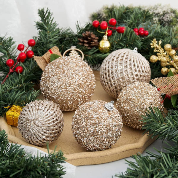17×17×25cm 3.15\" Julekuler Ornamenter 12 stk Glitter Sekvens Kuler Juletre Kuler Jul Hengekuler for Jul T
