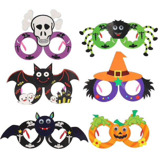 6PC Halloween festbriller til børn, DIY-briller, Pumpkin Bat Sp