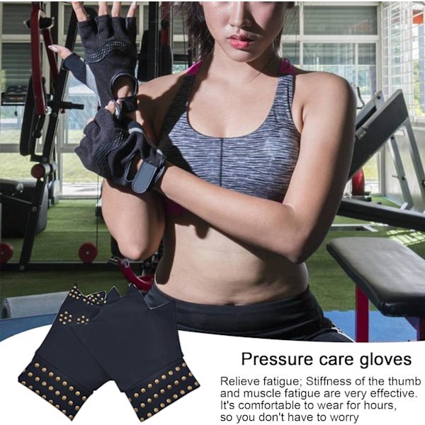 (Sort) Halvhandsker, Anti-Slip Silikon Halvfinger Cykling - Cyclin