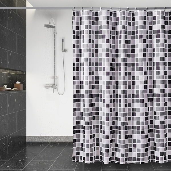 180 x 200 cm Mosaik Bruseforhæng Hurtigtørrende, Vandtæt Polyesterstof Bruseforhæng Maskinvaskbar, Semi-Transparente Badeværelsesgardiner