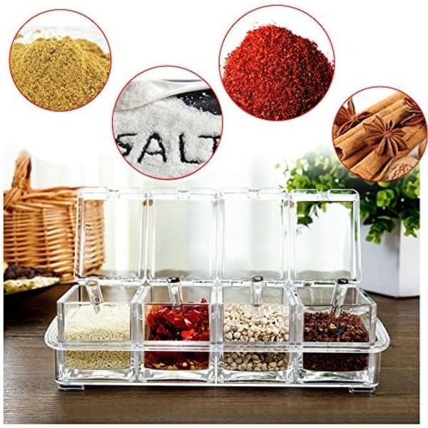Klar Kryddburk, V-Resourcing 4-pack Klar Kryddförvaringsbehållare för Krydda Salt Socker Kryddburk, Kryddburkar med