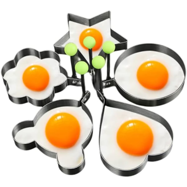 5 stk. Ægring Pandekageform Kreativ Rustfrit Stål Omelet Madlavningsform Non-Stick Køkken Madlavningsredskaber