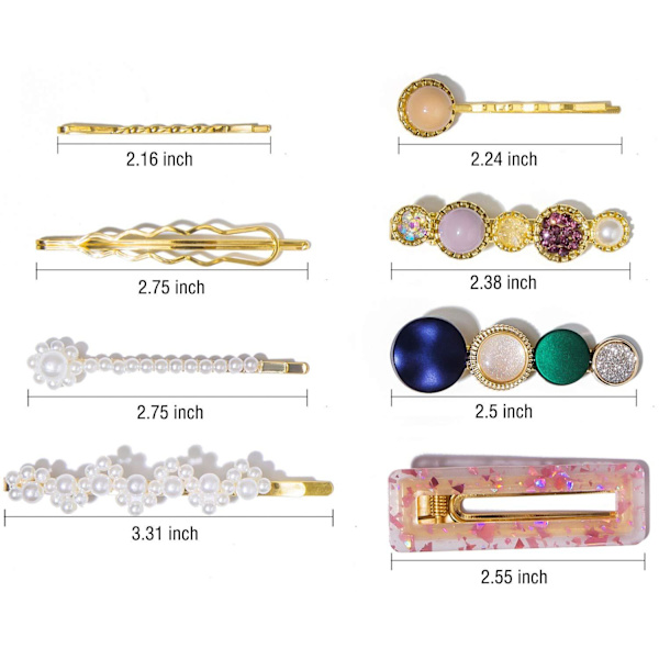 （Stil 4）20 stk. Håndlavede Akrylharpiks Perle Hårklemmer i Marmorform og Geometriske Rhinestones - E