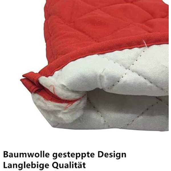 1 Pari lämmönkestävää paksuntavaa lämmönkestävää uunin hanskaa (punainen)
