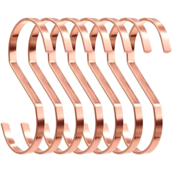 10-pack 4 tum platta S-krokar i roséguld, kraftigt rostfritt stål