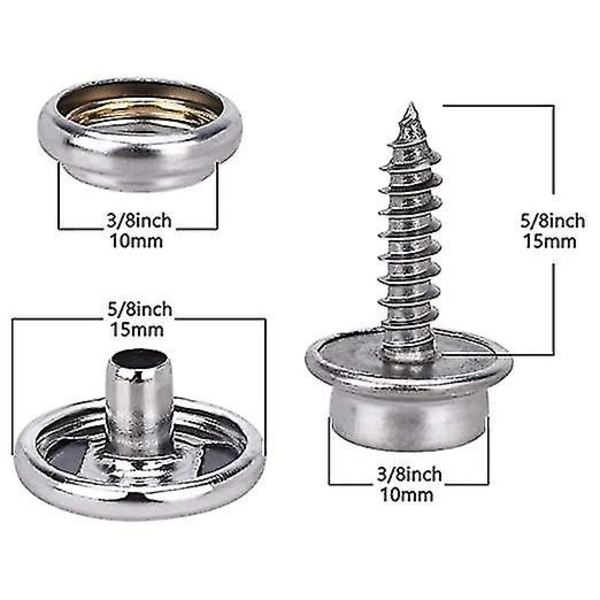 152 Dele Marine Grade Canvas Bådsdækning Snap Fastener Kit