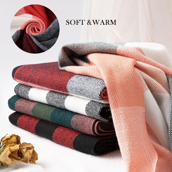 Dametøj Vinterhalsklæde, Mode Cashmere Følelse Plaid Halsklæder til Kvinder, Pashmina Sjal og Wraps, Langt Tæppe Halsklæde