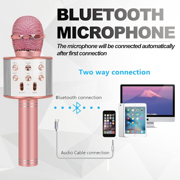Trådløs bluetooth-mikrofon karaoke leker for jenter gaver, Kara