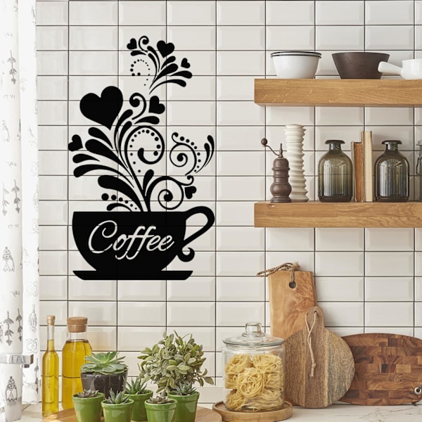 Kaffemugg Väggdekaler Kaffebönor Väggdekal Kaffekopp Artistisk Mönster Väggdekal Kök Matrum Väggdekor