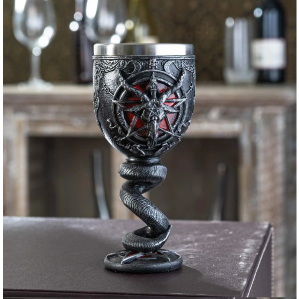 Summit Collection Satanism Ockult Baphomet Sabbatic Goat Diety Röd Pentagram Ceremonial Vinglas
