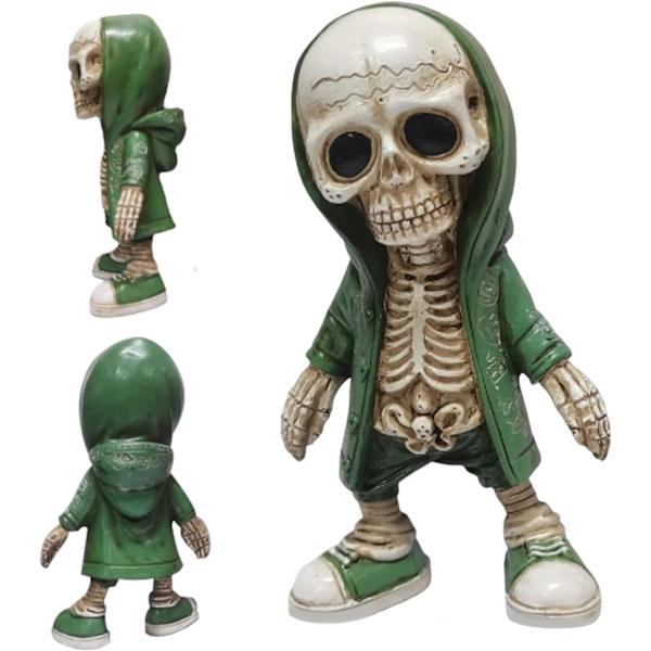 2 Statuer Seje Skelet Figurer Harpiks Kunsthåndværk Statue Skull Sculp