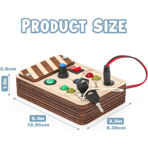 Barnleksak 2 3 år Montessori Busy Board LED Träleksak Sensorisk Tavla Motorik Modul Trav