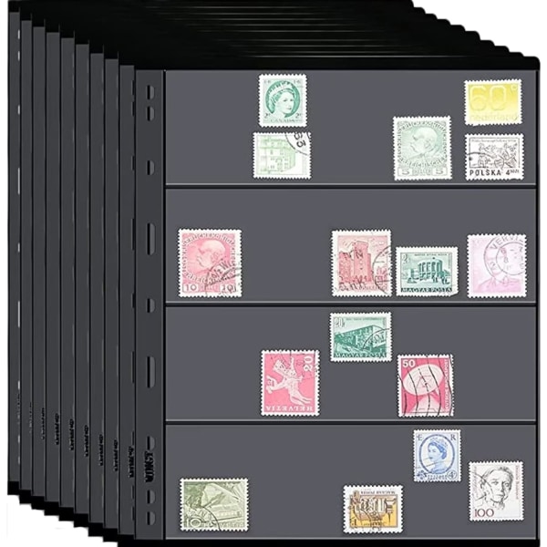 Postimerkkisivut postimerkkialbumin kansiolle, 10 arkkia 4 riviä sivuja postimerkkienkeräilijöille - ammattimainen pa