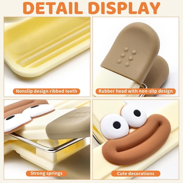 6 Pak Chip Clips, 6 Stilede Søde Chip Clips, Madclips, Brede Madvarer Snacks Pose Papirclips, Søde Tætte Tætning Greb