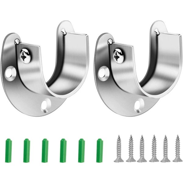 2-pack flänsstångsfäste, garderobsstångsfäste ändstöduttag i rostfritt stål (19mm/0.74 inches)