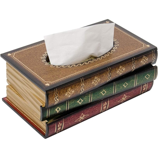 Håndlaget Klassisk Retro Tre Antikk Bok Vevboks Deksel Rektangulær Vevholder Dispenser Papir Deksel Etui Serviett