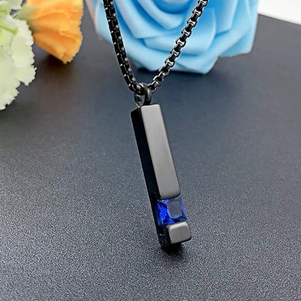 Urna halsband för aska Födelse sten kub urnor för mänsklig aska minnes kremering urna medaljong Keep Sapphire