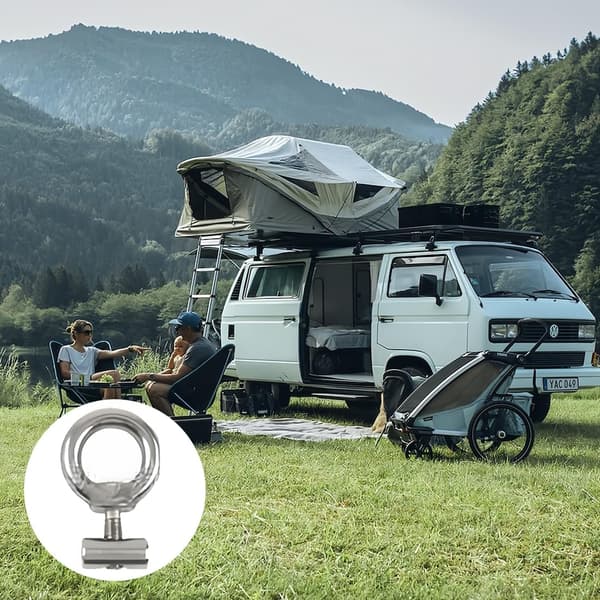 4 stk. Markise Stopper i Rustfrit Stål, RV Tilbehør, Camping Markise Stopper Sæt - Rørskinne Tilbehør til Campingvogn, M