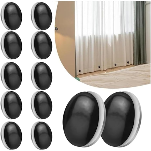 12-pack Duschdraperimagneter Draperihållare Draperivikter Duschdraperitillbehör för Duschdraperier, Draperier (Svart)