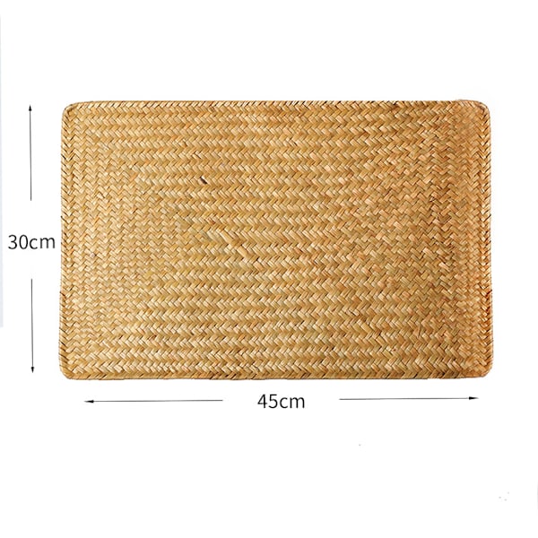 4-pack Rektangulära Vävda Underlägg, Naturliga Sjögräsunderlägg, 30 x 45 cm, Rattanflätade Bordsunderlägg för Matbord