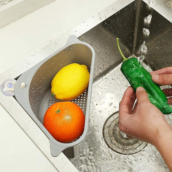(230×140×90mm) 2 stk. Trekant Sink Holder, Sink Avløpskurver med Sugkopp Multifunksjonelle Sink Avløp for Kjøkken B