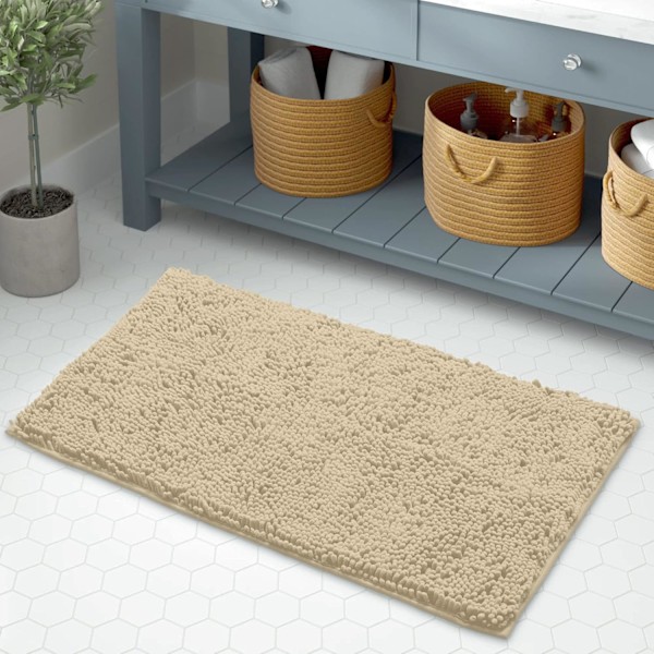 Kylpyhuoneen Matto - Super Pehmeä Plush Kylpyhuoneen Suihkumatto, Chenille Mikrokuitu Materiaali, Super Imeytyvä Brown