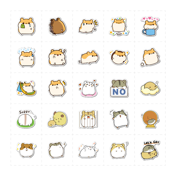 100 söpöä pientä hamsteri-tarraa