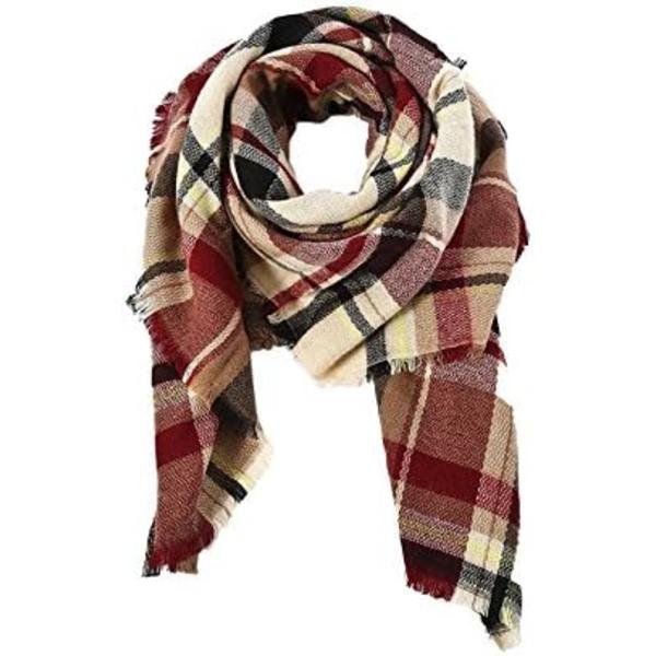 Dam Scarf Höst Vinter Rutiga Fransar Mjuk Varm Filt Sjal Dam Sjal Wraps