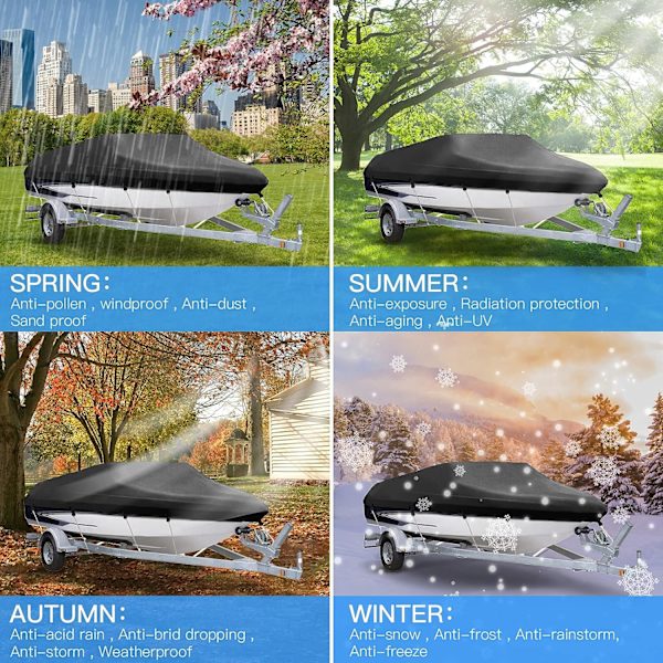 Bådpresenning V-form 17-19FT 600*310cm Sort 210D Oxford Fabri