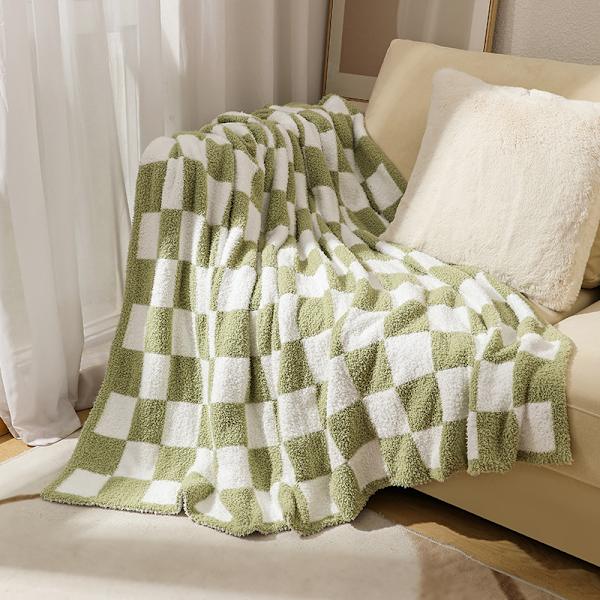 Ternet Kastanjetbrun Mikrofiber Blød Hyggelig Fluffy Varmt Håndlavet Kastanjetæppe til Sofa, Stol, Seng