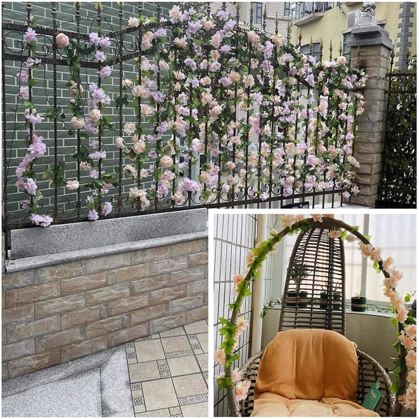 Set med 2 konstgjorda körsbärsblomstergirlander för väggdekoration