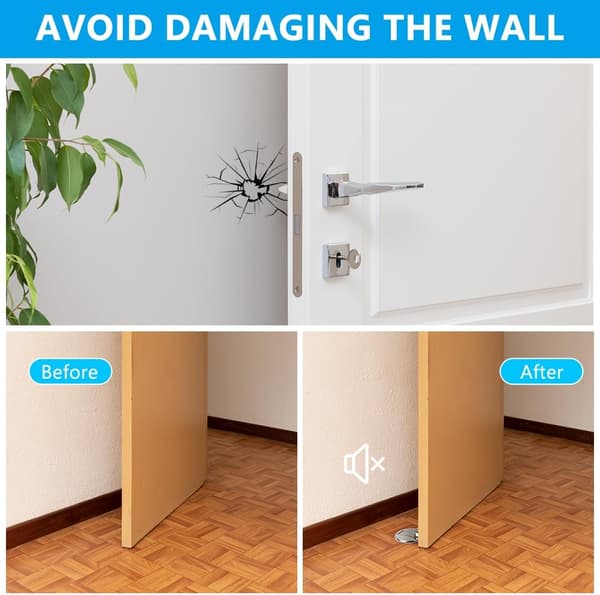 (Sølv) 2 stk. magnetisk dørstopper, oppgradert børstet satengnikkel, solid metalldørstopper med lim og skruer