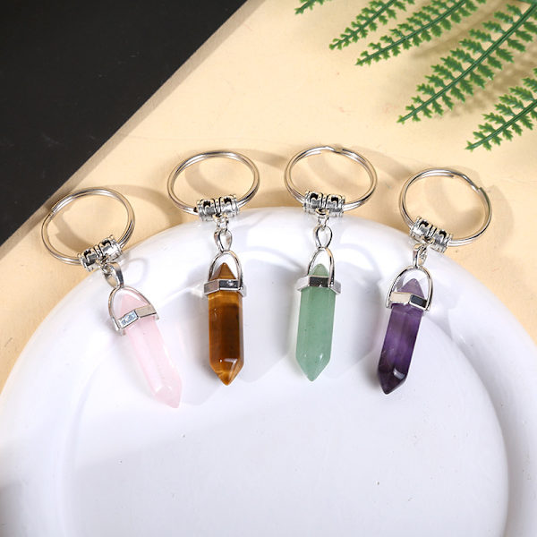 6 stk Krystall Nøkkelring Chakra Energi Healing Krystall Stein Nøkkelring