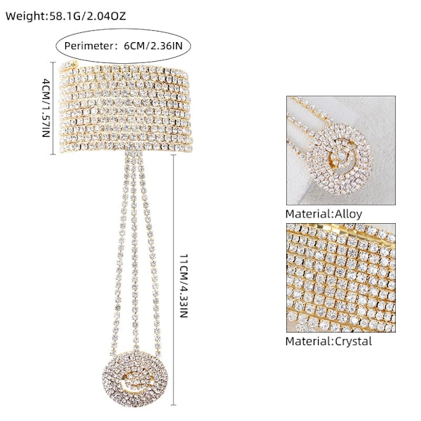 Fuld Krystal Rhinestone Finger Ring Armbånd Bangle Håndkæde Boho Lagdelt Slave Kæde Armbånd Håndsele Finger Ring