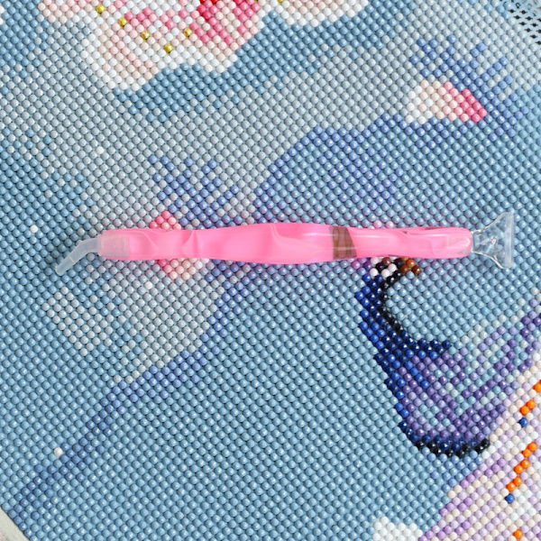 (pink) 12cm, DIY Diamond Painting Tools Kit 5D Diamond Painting Resin Pen with 6 Replaceable Drill Bit