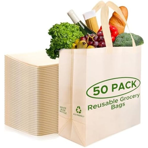Gjenbrukbare Handleposer - Miljøvennlige - Store Gjenbrukbare Handleposer, Slitestærke Handleposer, 27*33cm Foldbare, Toteposer