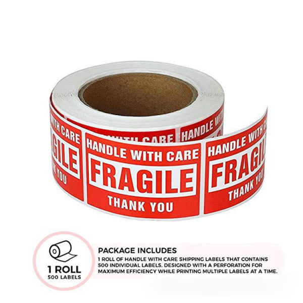 2 x 3 tum Fragile Stickers Hantera med försiktighet Varning Packagi