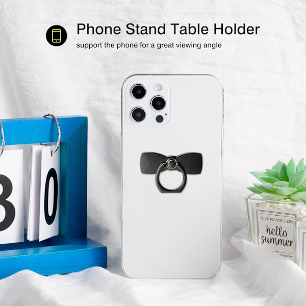 (Sort)[2 Pak] Glitrende Butterfly Ultratynd Mobiltelefon Ringholder Stand, 360 Graders Rotation og 180 Graders Justerbar Fingerring Støttefod med Poli