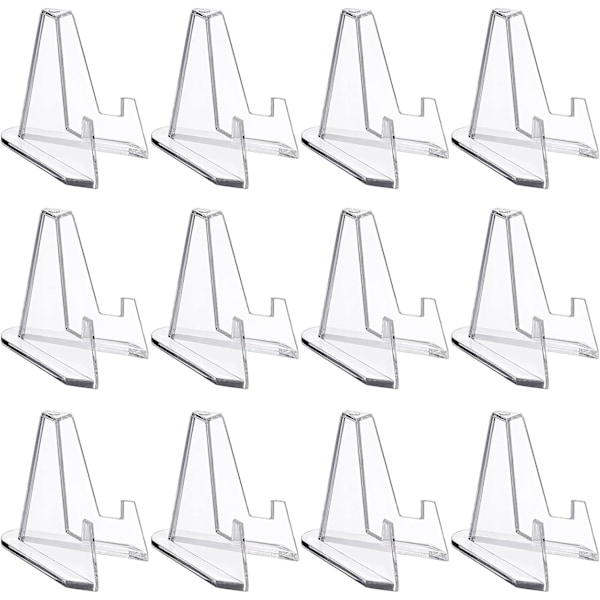 （4×4×5,4cm）12-pack Akrylplatthållare, Halkfri Klar Bildramshållare, Multifunktionellt Displayställ för Mynt, Fickur, Medaljer