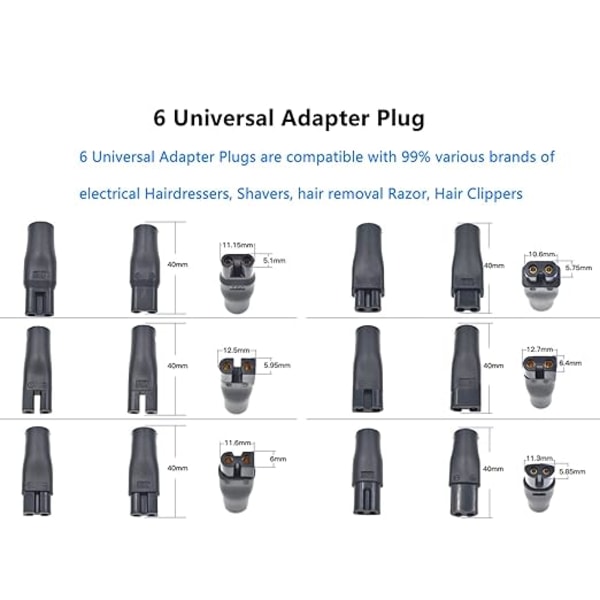 Universal erstatningslader USB for diverse elektriske frisører