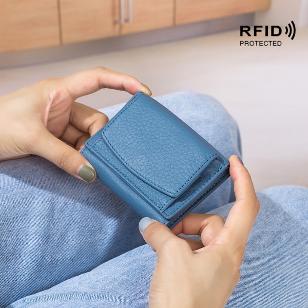 Slanke mini lommebok RFID blokkerende skinnlommebøker for menn kvinner